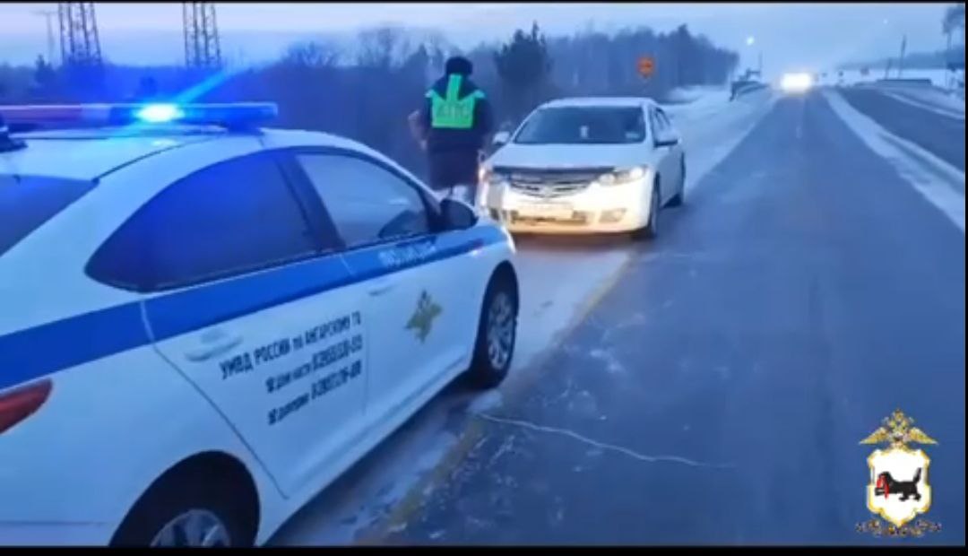 В Ангарске сотрудники ГИБДД оказали помощь замерзающим водителю и пассажиру